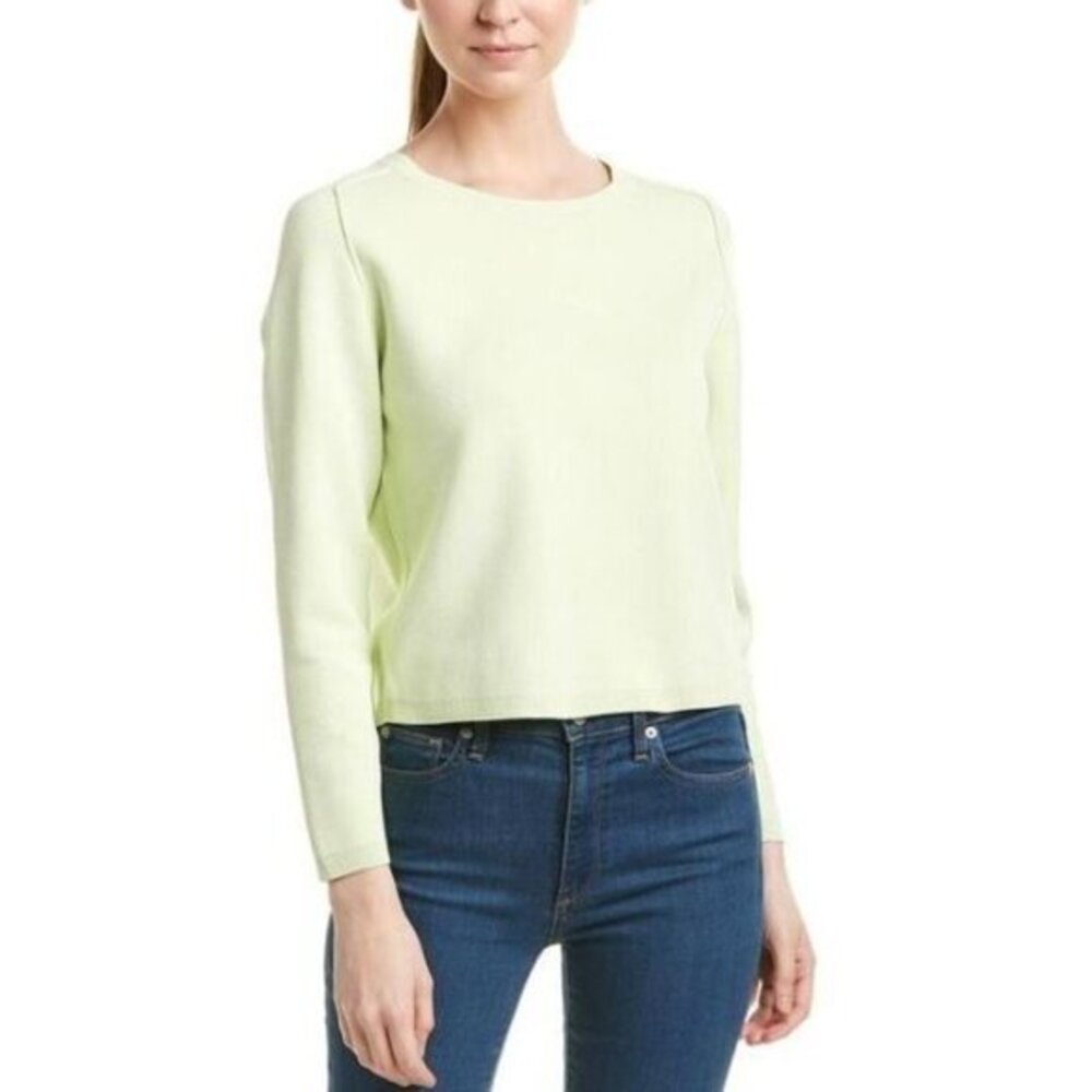 J Brand Alex Sweater Pullover Stretch Knit Light Lime Green Neon SZ L New